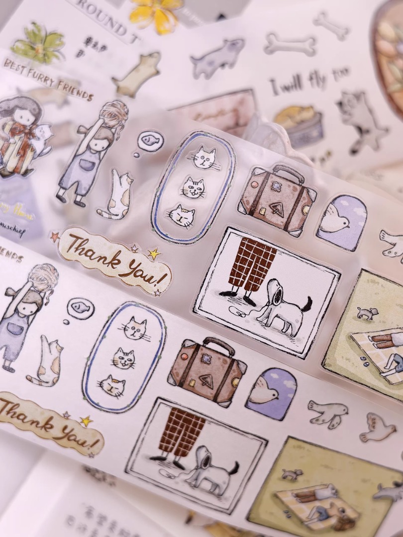 Pre-Order Xiaobaijia Die-Cut Washi Tape - Little Friends Diary