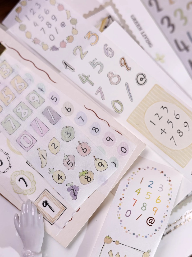 Pre-Order Xiaobaijia Die-Cut Washi Tape - Pastel Number Strips