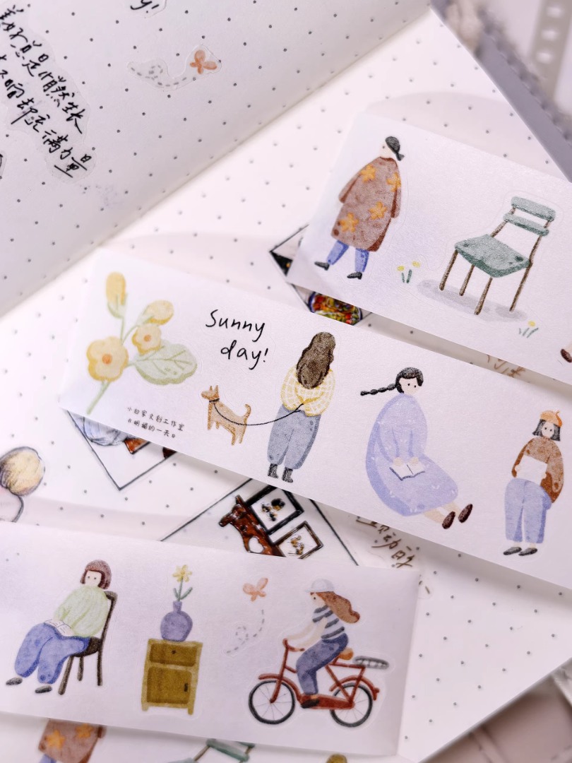 Pre-Order Xiaobaijia Die-Cut Washi Tape  - A Bright Day