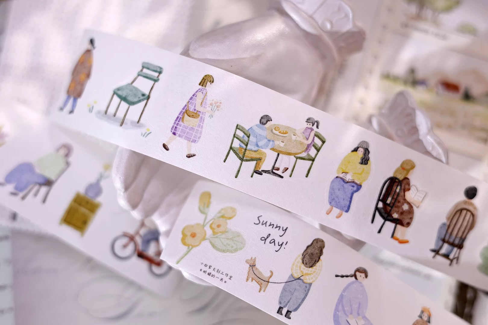 Pre-Order Xiaobaijia Die-Cut Washi Tape  - A Bright Day