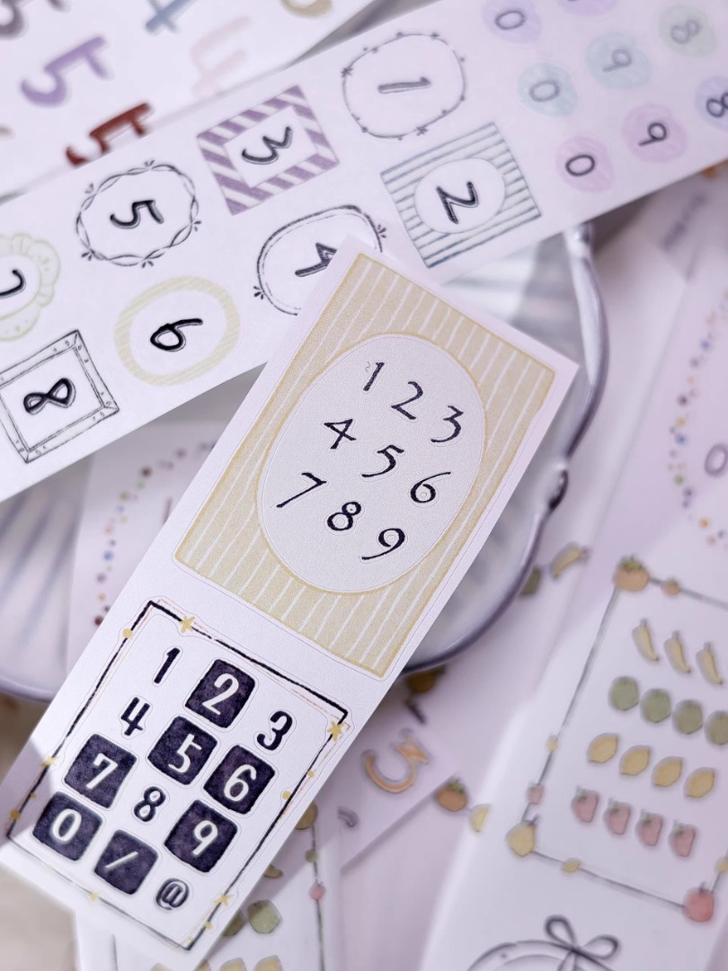 Pre-Order Xiaobaijia Die-Cut Washi Tape - Pastel Number Strips