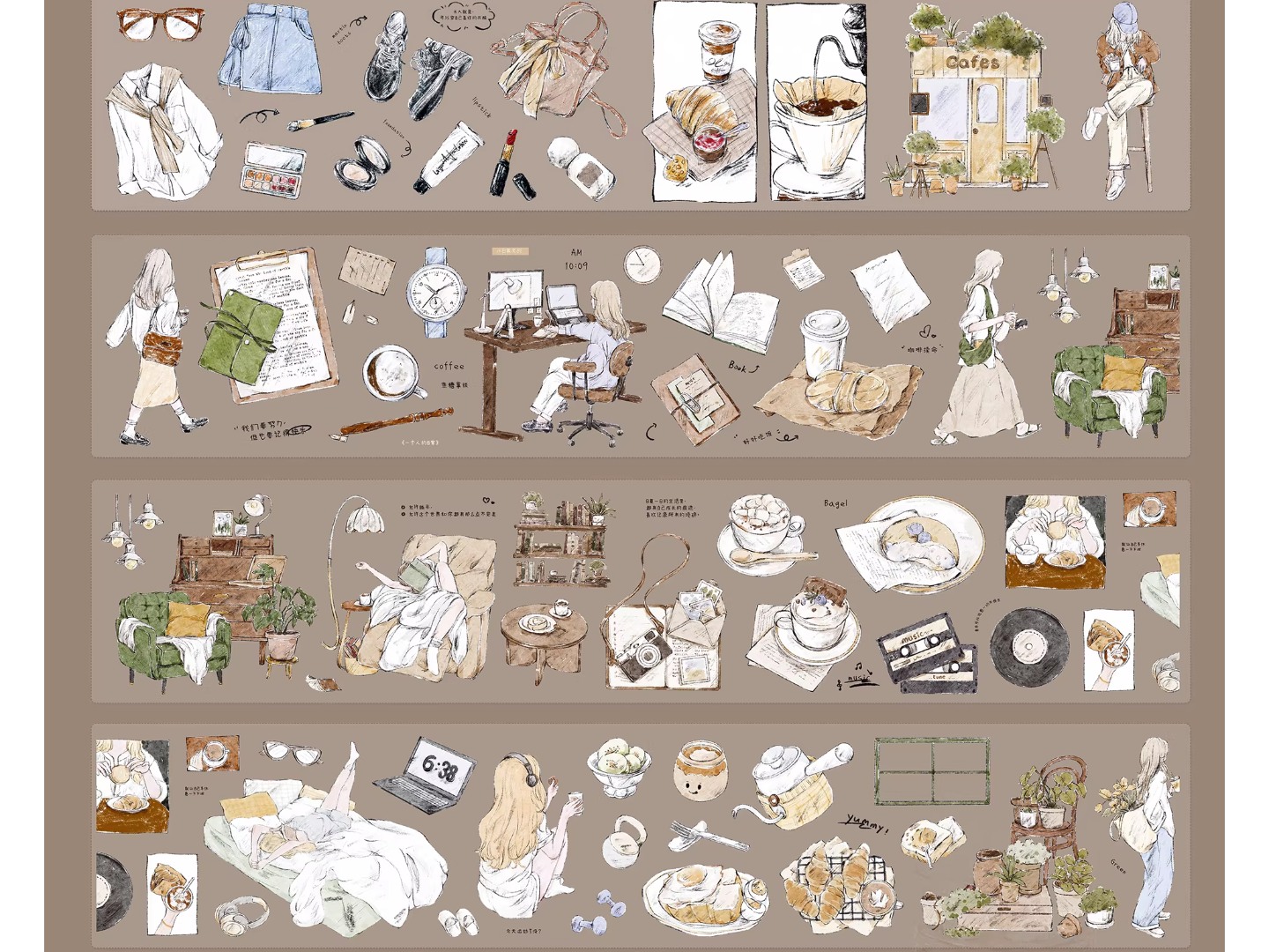 Pre-Order Xiaobaijia Die-Cut Washi Tape  - Solo Daily Life