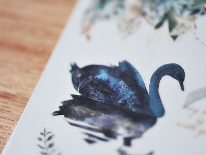 MU Print On Transfer Stickers Flower Series Swan And Roses