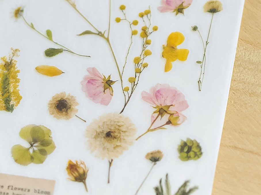 MU Print On Stickers Pressed Flowers Yellow 103