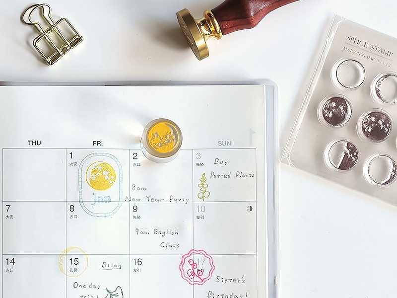MU Icon Stamp No.12 Moon Phase Planet Splice Stamp
