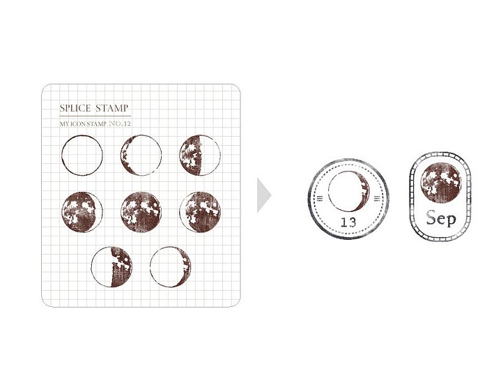 MU Icon Stamp No.12 Moon Phase Planet Splice Stamp