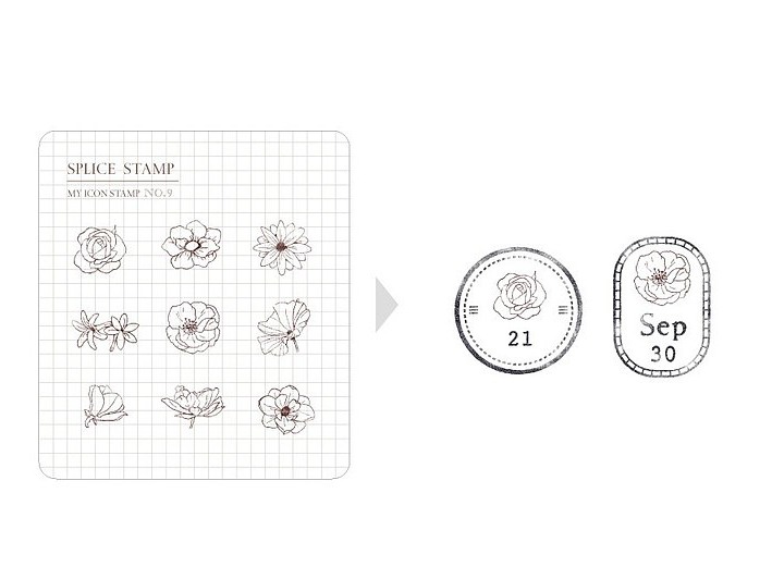 MU Icon Stamp No.09 Daily Flowers Date Splice Stamp