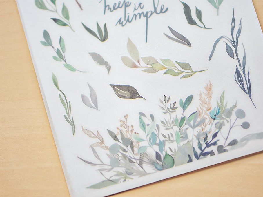 MU  Print-On Siirtokuvat 074 - Green Leaves