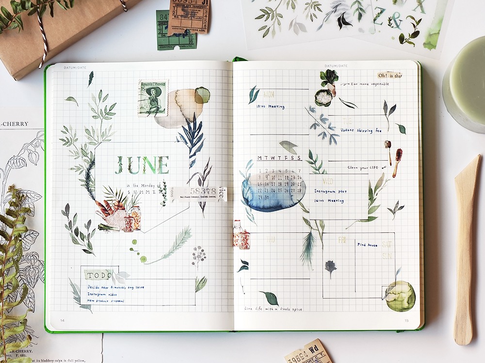 MU  Print-On Siirtokuvat 074 - Green Leaves