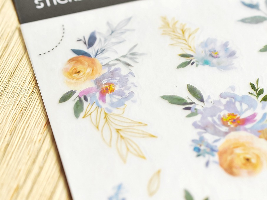 MU Print On Stickers Dust Blue Bouquet 107