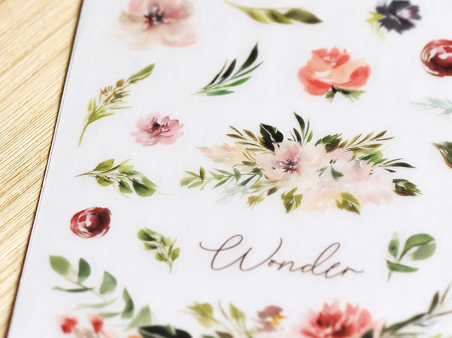 MU Print On Stickers Rainy Flowers 109