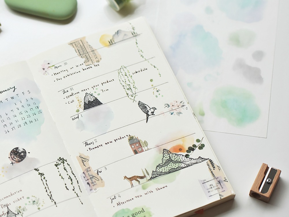 MU Print On Stickers  Watercolor Dawn And Dusk 113