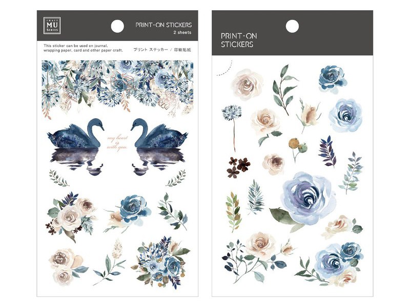 MU Print On Transfer Stickers Flower Series Swan And Roses