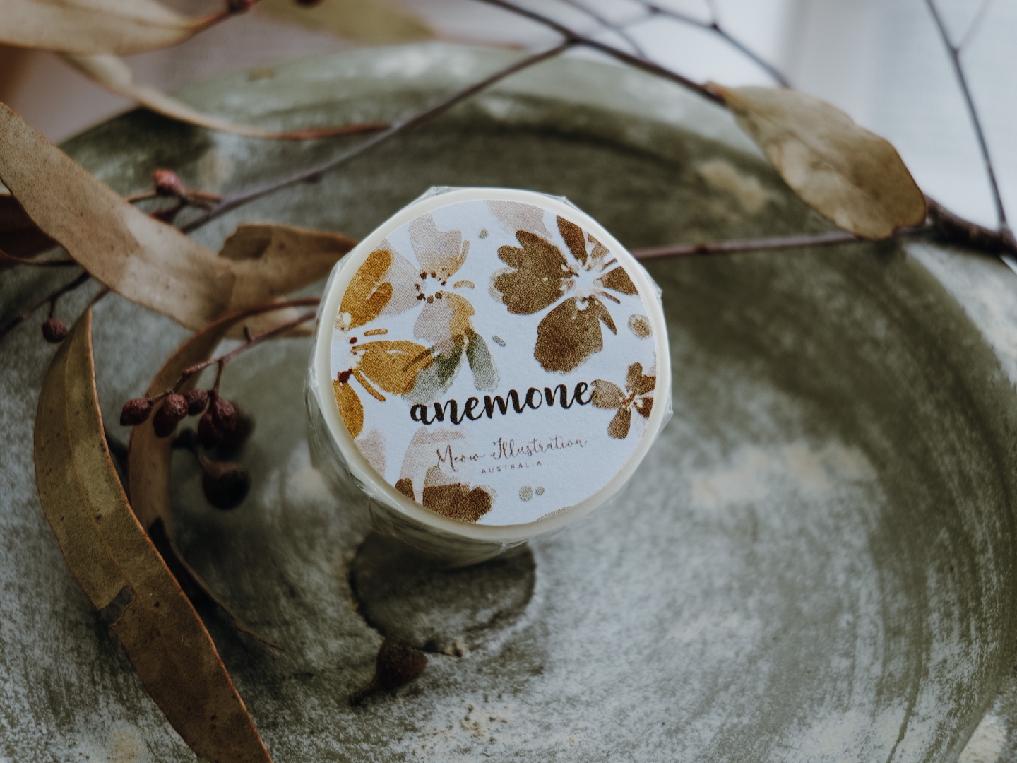 Meow Illustration Washi Tape - Anemone