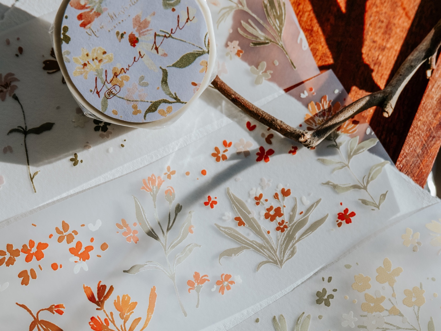 Meow Illustration Matte PET Tape - Flower Field