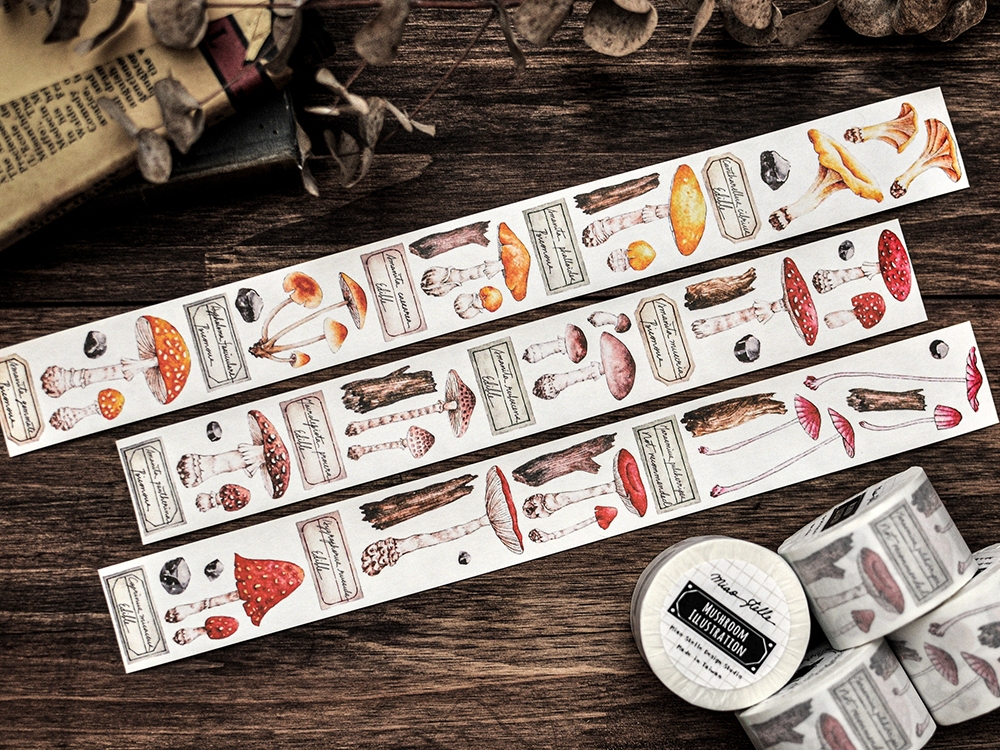 Miao Stelle Washi Tape - Mushroom Illustration Red