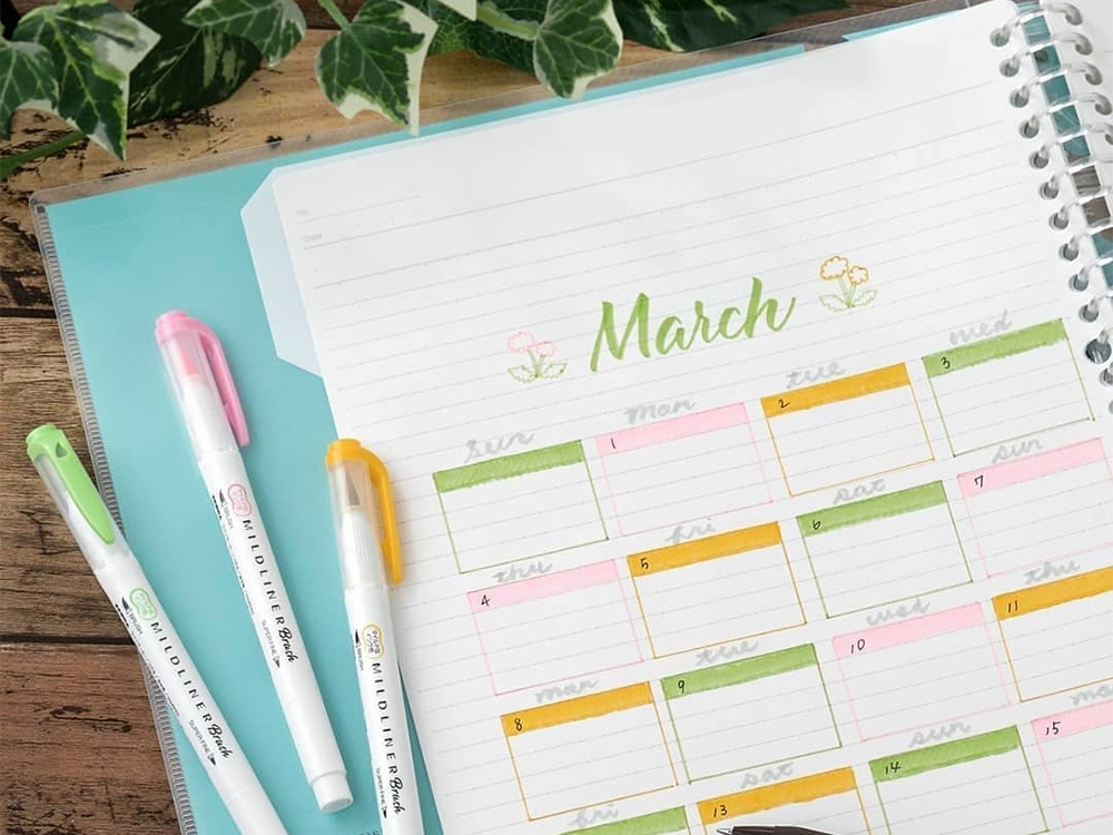 Zebra Mildliner Brush Double Sided Marker Pen Set - Cool Colors