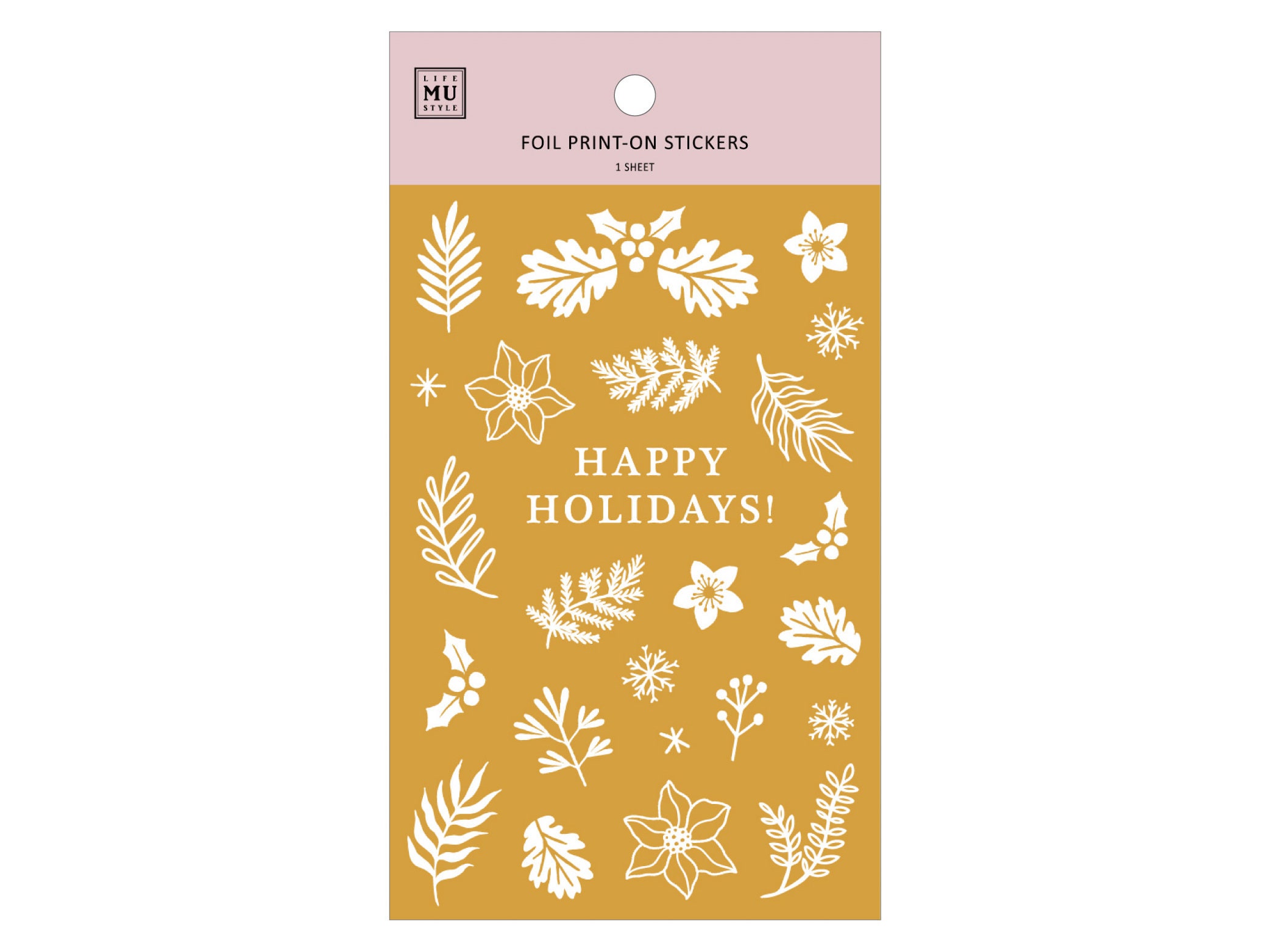 MU | Gold Foil Rub-On Transfer Stickers Winter Limited Edition - Happy Holidays!