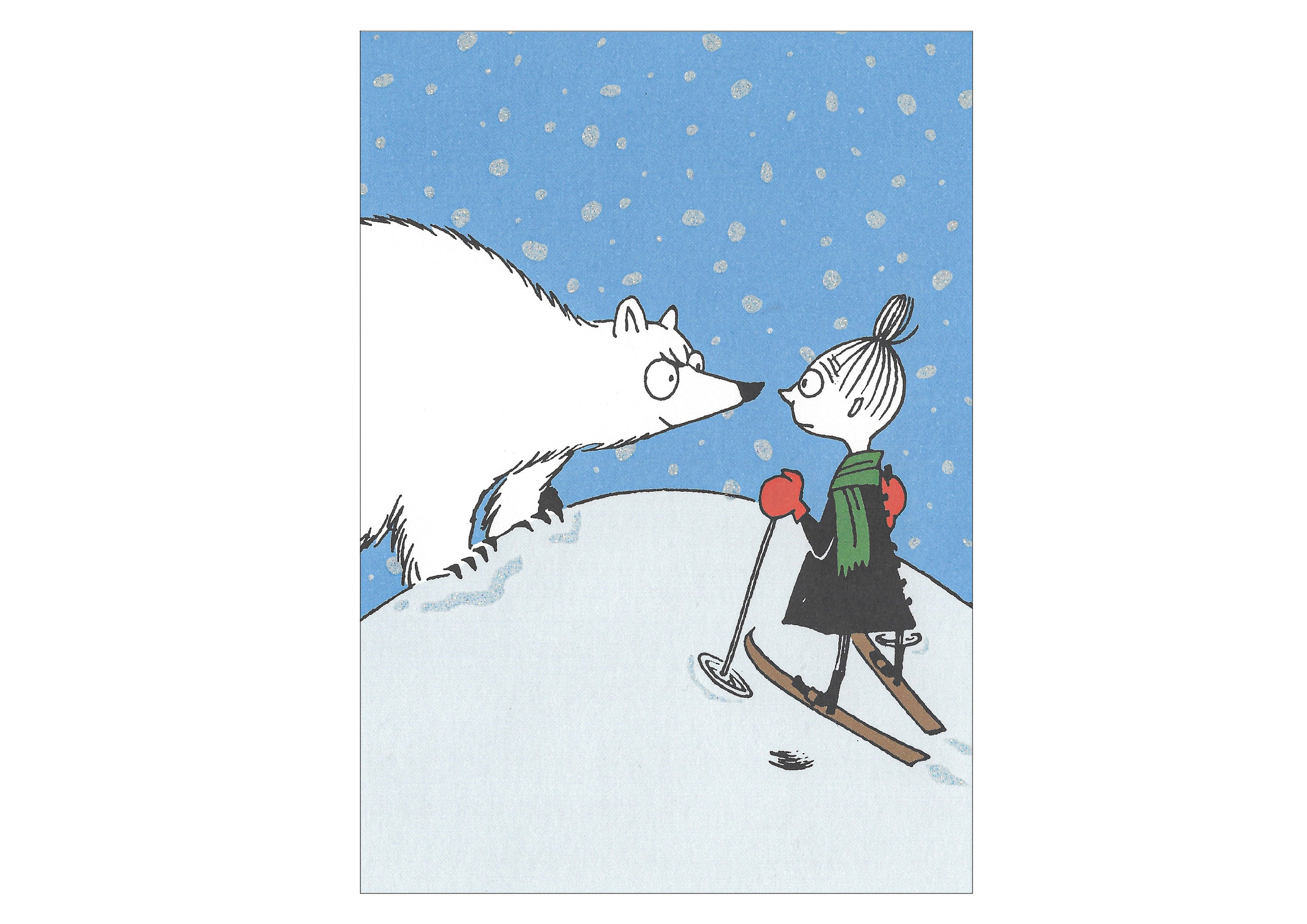 Talvinen Muumipostikortti - Mymmeli ja Karhu