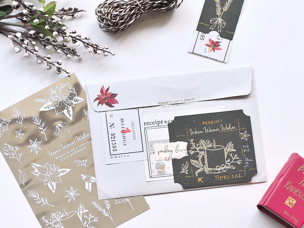 MU | Gold Foil Rub-On Transfer Stickers Winter Limited Edition - Candlelight