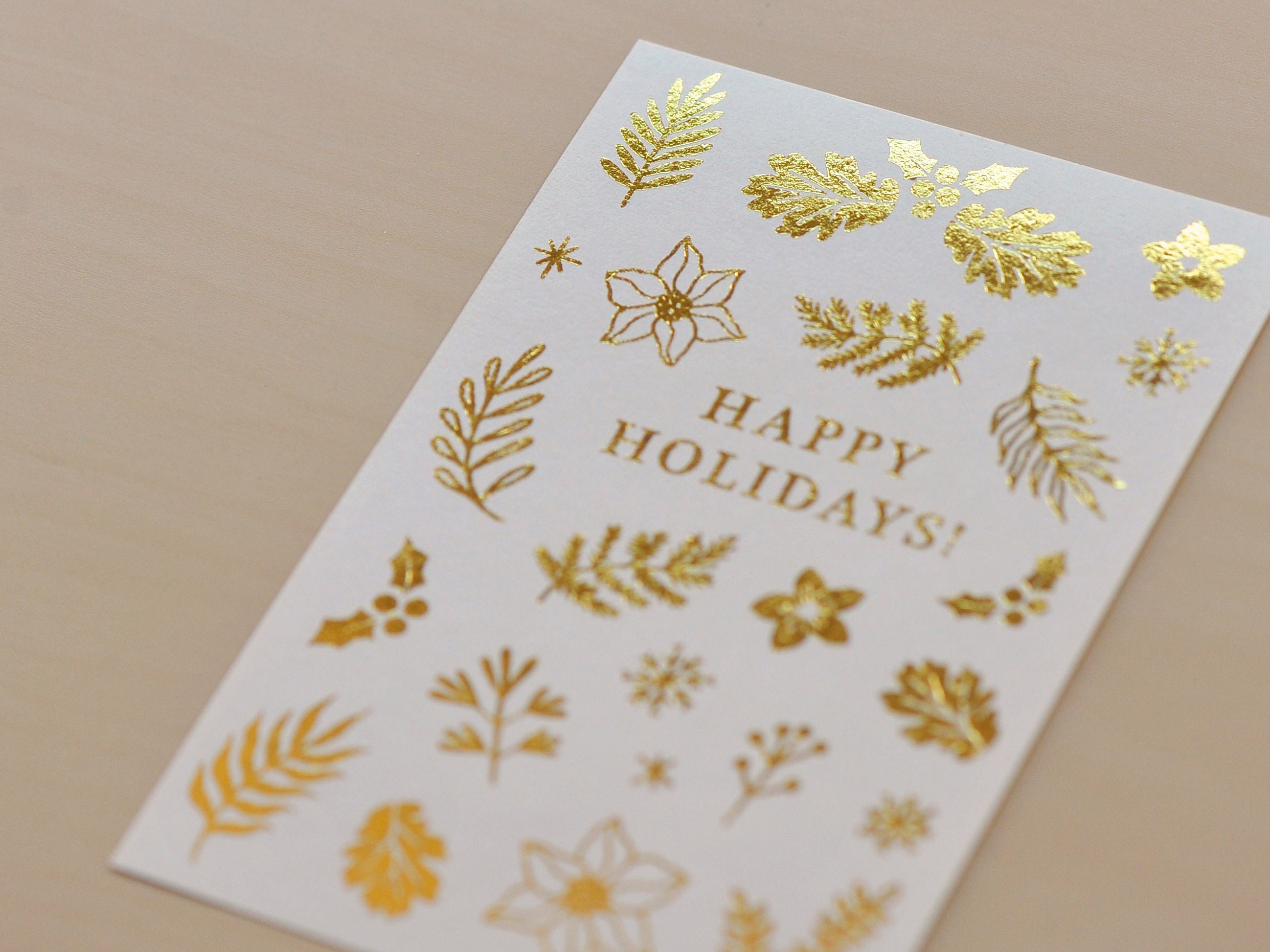 MU | Gold Foil Rub-On Transfer Stickers Winter Limited Edition - Happy Holidays!