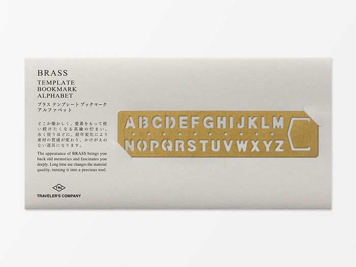 Traveler's Company Brass Bookmark Template Alphabet
